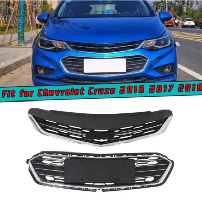 Parrilla delantera superior + inferior LABLT para Chevrolet Cruze 2016-2018 negra cromada Foto 1 de 4