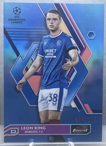 2022-23 Topps Finest UEFA #105 Leon King 87/275 Sky Blue Refractor Rangers FC