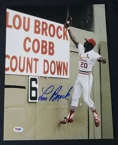 Lou Brock St. Louis Cardinals PSA/DNA signed 11x14 authenticated photo auto HOF - Picture 1 of 3