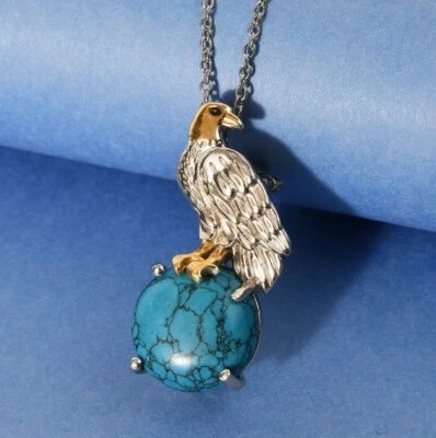 KARIS Blue Howlite Eagle Brooch or Pendant Necklace  20 inch chain - Image 1 of 4