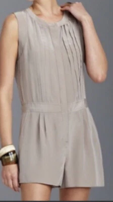 BCBGMAXAZRIA Paloma 100% Seda Mameluco Bolsillos Avellana Plisado Talla Pequeña Foto 1 de 4