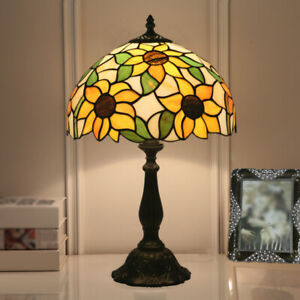 Tiffany Style Table Lamp Art Glass Desk Lamp Bedroom Beside Stand Up Table Light