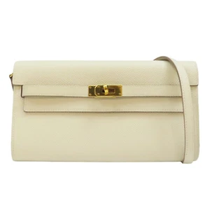 HERMES Kelly Classique To Go Wallet Shoulder Bag White Epsom Leather - Picture 1 of 18