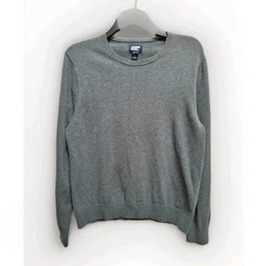 Lands' End Men Jumper Medium Grey Crew Neck Cotton Long Sleeve Lightweight - Picture 1 of 6