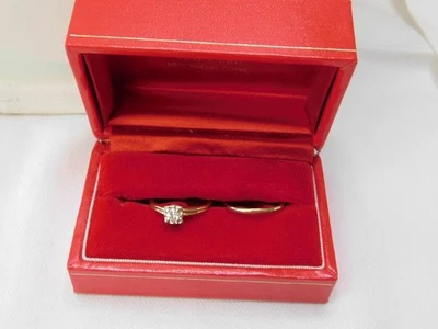 Diamond Engagement Ring and Wedding Band Ring 14KT Gold Set Rings 14K - Image 1 of 4