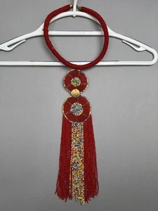 Handgefertigte Perlen afrikanische Massai Halskette Halsband Vintage Ureinwohner Stamm Hochzeit rot - Bild 1 von 8
