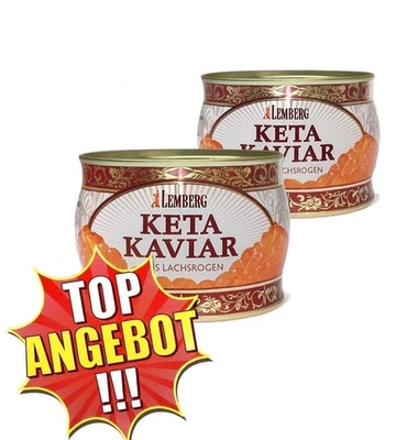 🔥2x500g Lachskaviar KETA Lemberg Lachsrogen Wildfang Alaska USA Koscher DE 🔥🔥 - Bild 1 von 4