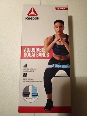 2 Pack Reebok Light & Medium Resistance Adjustable Squat Bands Workout, NEW, NIB - Image 1 of 3