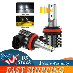 Switchback White & Amber H11 H8 LED Fog Light Driving Light Bulbs Kit 10000LM US - Picture 1 of 18