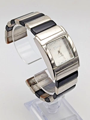 Geneva Platinum Cuff Watch Women's 26mm Square Silver & Black 5095 New Battery - Image 1 of 4