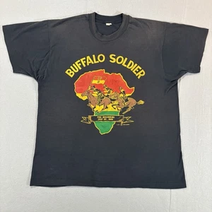 Vintage Buffalo Soldier Motorcycle Club T-Shirt 2XL schwarz History Biker USA 90s - Bild 1 von 15