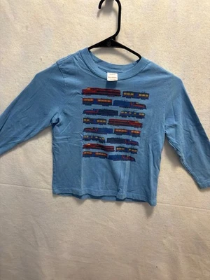 Camisa Hanna Andersson Niños Azul Tren Manga Larga Talla 5 100% Algodón Foto 1 de 4