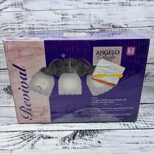 Angelo Suite Revival Cobblestone Wall Mount Light Scallop Design Glass VTG New - Picture 1 of 10