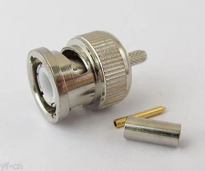 100pcs BNC Male Plug Crimp Straight RF Connector for Coaxial Cable RG316 RG174 - Picture 1 of 4