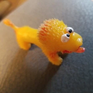 Vtg Soft Rubber Yellow Dragon Cat Lion Hong Kong Monster Toy Spikey Crazy Eyes - Picture 1 of 12