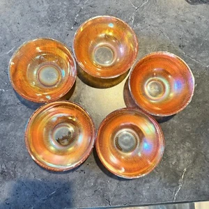Imperial Carnival Glass ( 6 )Marigold Prism & Daisy Iridenscent Berry Bowls - Picture 1 of 13