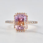 Ametrine Engagement Ring For Women Moissanite 2.25TCW Emerald Cut 10k Rose Gold