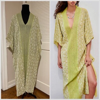 VESTIDO MAXI TÚNICA CAFTÁN VERDE BORDADO ZARA MUJER Foto 1 de 4