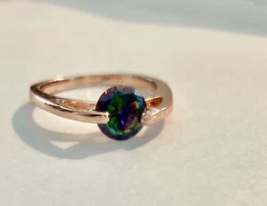 Sparkling Blue Topaz in Rose Gold size 6 - Picture 1 of 9