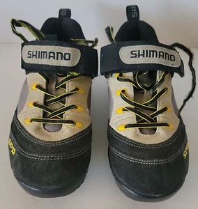 Men’s Shimano SPD Cycling Shoes Size 6 US Black Tan Suede Bike SH-M037W 2-Bolt - Picture 1 of 10