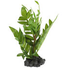 Green Plastic Reptile Plants with Base for Tank Decoration