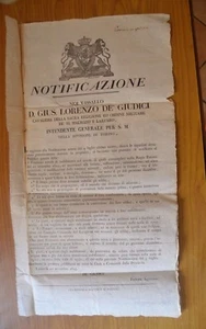 ANTICO MANIFESTO NOTIFICAZIONE LORENZO DE GIUDICI ORDINE MILITARE S MAURIZIO - Bild 1 von 2