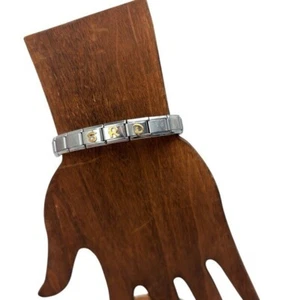 Firenze Silver and Gold Slide Link Charm Bracelet, stainless, casual, summer - Picture 1 of 5