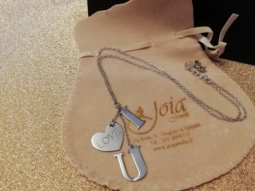 Collana Ciondolo Cuore "I love You" Catenina Argento 925 Regalo San Valentino