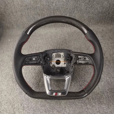 Volante de cuero de fibra de carbono para Audi Q3 Q5 Q7 2009-2017 costuras rojas Foto 1 de 4