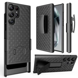 For Samsung Galaxy S24 Ultra Combo Hybrid Kickstand Holster Belt Clip Case Cover - Picture 1 of 7