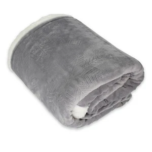 Decke Plaid Sofa Winter Fleece Schneeflocke MOD.OSLO GRAU - Bild 1 von 8