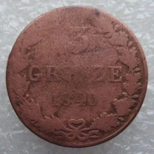 Poland 3 Grosze 1840 MW Copper Coin S12 - Picture 1 of 7