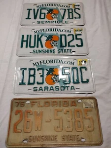 Florida License Plate Lot of (4) Expired Sunshine Oranges Seminole Sarasota - Picture 1 of 2