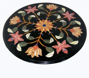 24" Marble Table Top Semi Precious Stone Inlay Marquetry Handmade Craft - Picture 1 of 13