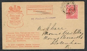 1902 Advertising Cover ROYAL LIVER Friendly Society Liverpool - Picture 1 of 2