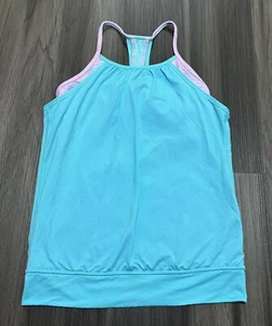 Ivivva By Lululemon Tank Top Girls Size 14 Built In Bra Blue Pink Athletic - Picture 1 of 4