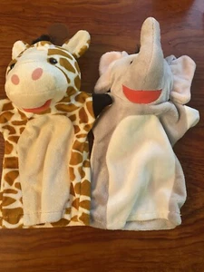Melissa & Doug Hand Puppets Elephant and Giraffe - Picture 1 of 4