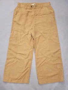 Womens Next Cargo Trousers Size 16 Petite Wide Leg Beige Lightweight Linen - Picture 1 of 6
