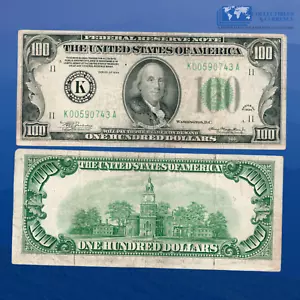 1934 $100 One Hundred Dollars FRN Dallas, VF #90743 - Picture 1 of 1