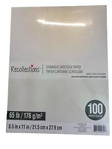 Carta Cartoncino da Ricordo 8 1/2" X 11" 100 Fogli Oro Bianco Scintillante - Foto 1 di 3