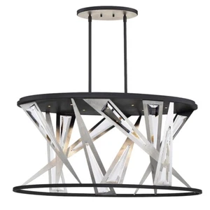Eurofase Sarise 7-Light Oval LED Chandelier, Black/Chrome/Clear - 35645-016 - Picture 1 of 1