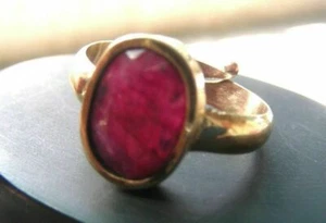 Handmade Brass Ring In Red Ruby For Surya / Sun Planet Size Adjustable Free Ship - Picture 1 of 1