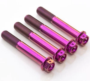 4x Purple Titanium Front Caliper Bolts 70mm Drilled for Yamaha FZ-09 2014-2017 - Picture 1 of 4