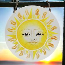 Peggy Karr Fused Glass Smiling Sun Hanging Suncatcher  8" Roundel HTF 1993-1997