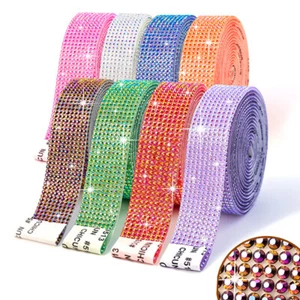 Self Adhesive Crystal Trim Sticker Ribbon DIY Decoration Rhinestones Sticker - Picture 1 of 18