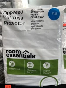 Room Essentials Zippered Full Sz Mattress Protector Waterproof White - Picture 1 of 1