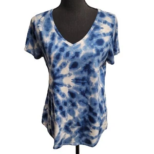 Sonoma Goods For Life Everyday Tee (M) Blue Tye Die V-Neck Round-Bottom - Picture 1 of 4