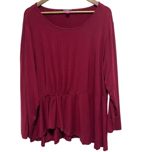 Blusa Vince Camuto Mujer 3X Plus Roja Borgoña Manga Larga Elástica Volantes Dobladillo - Imagen 1 de 9