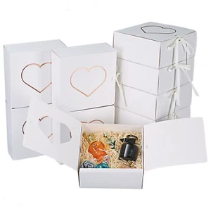 10pcs 9x9x4" Heart Shape Paper Gift Boxes Ribbon Bridesmaid Proposal Cupcake - Picture 1 of 7