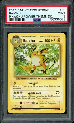 2016 Pokemon XY Evolutions Raichu Pikachu Power Theme Deck #36 PSA 9 MINT - Image 1 of 2